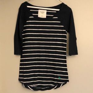 Abercrombie Navy-White Striped Raglan Sleeve Shirt